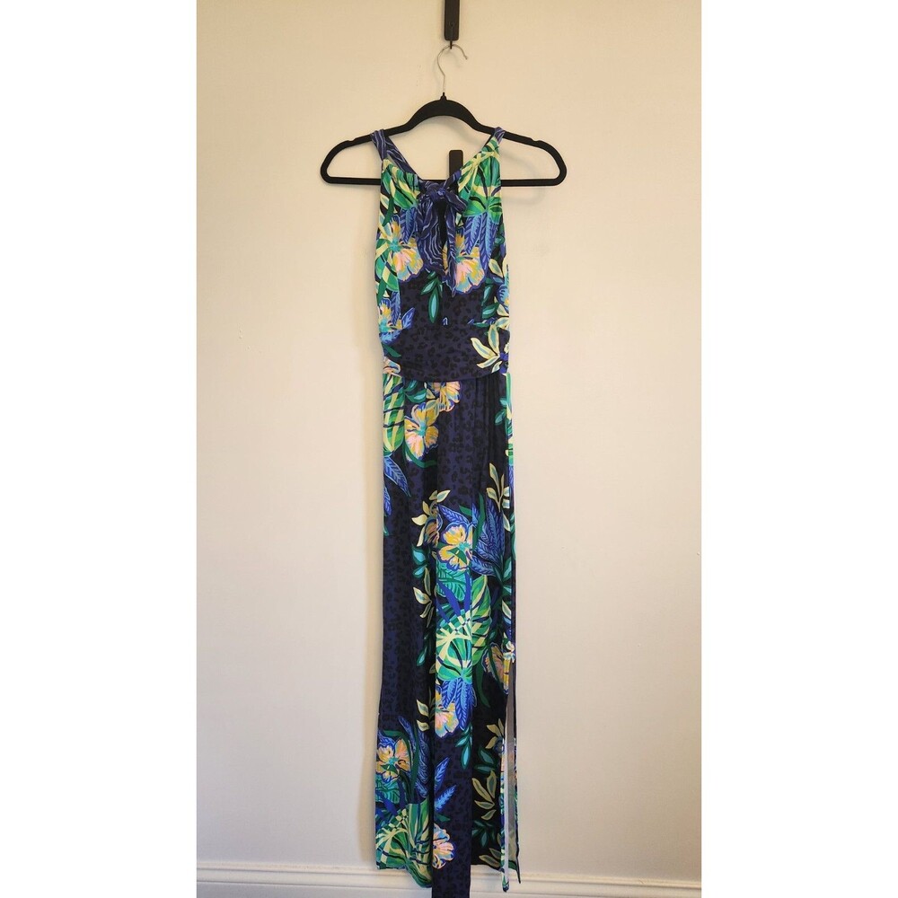 Lilly Pulitzer Orla Maxi Dress Navy & Blue Tropical Floral Halter XXS Resort NWT - Picture 7 of 13